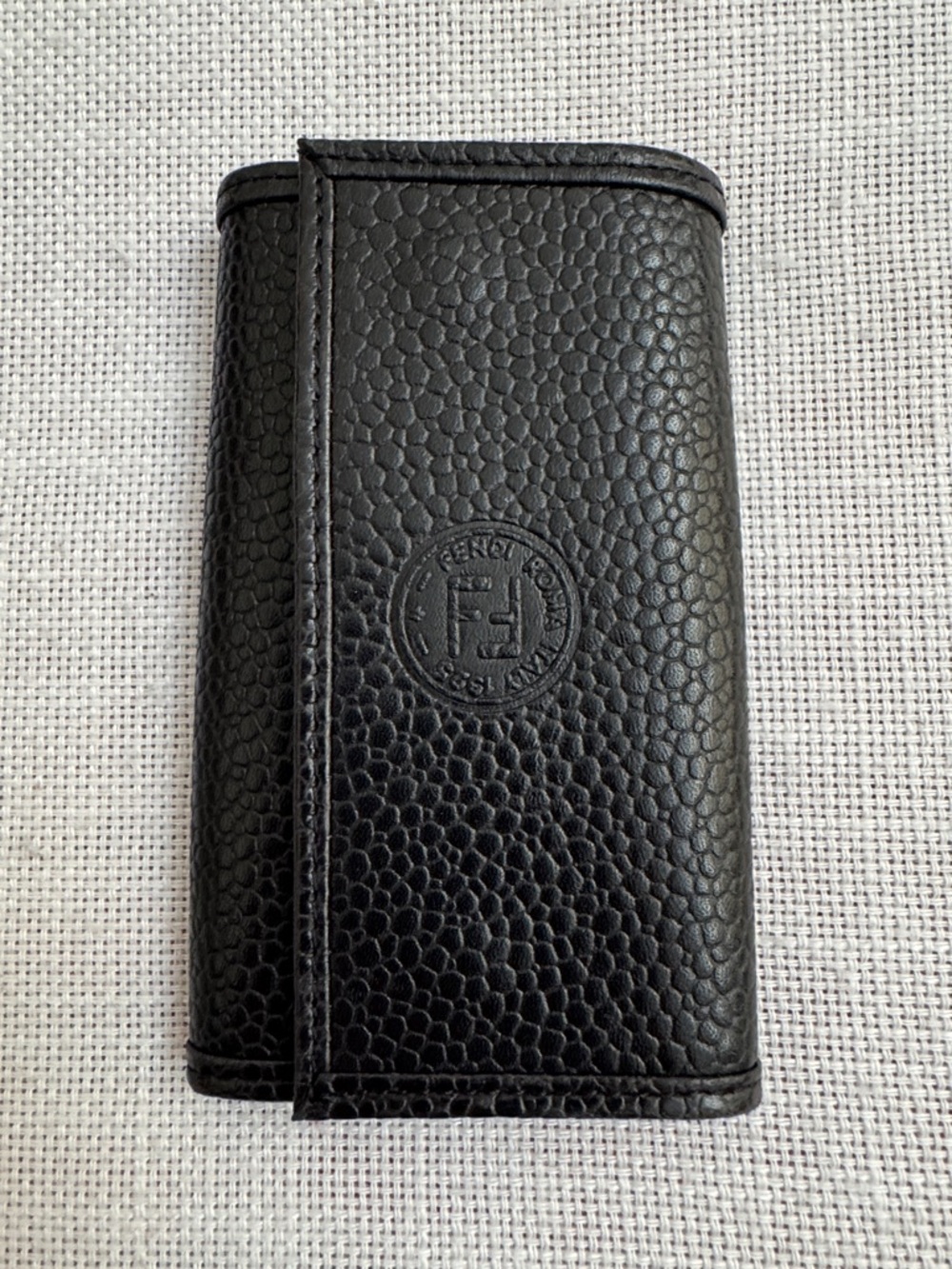 Fendi Vintage 80’ Black Pebble Leather Key Holder